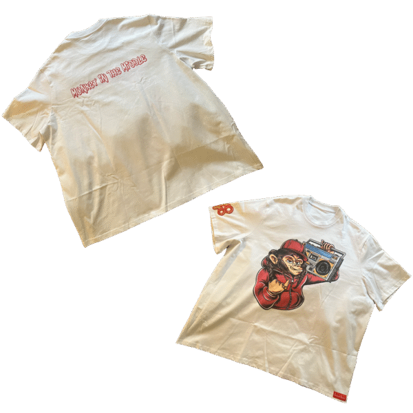 Monkey In The Middle White T-Shirt