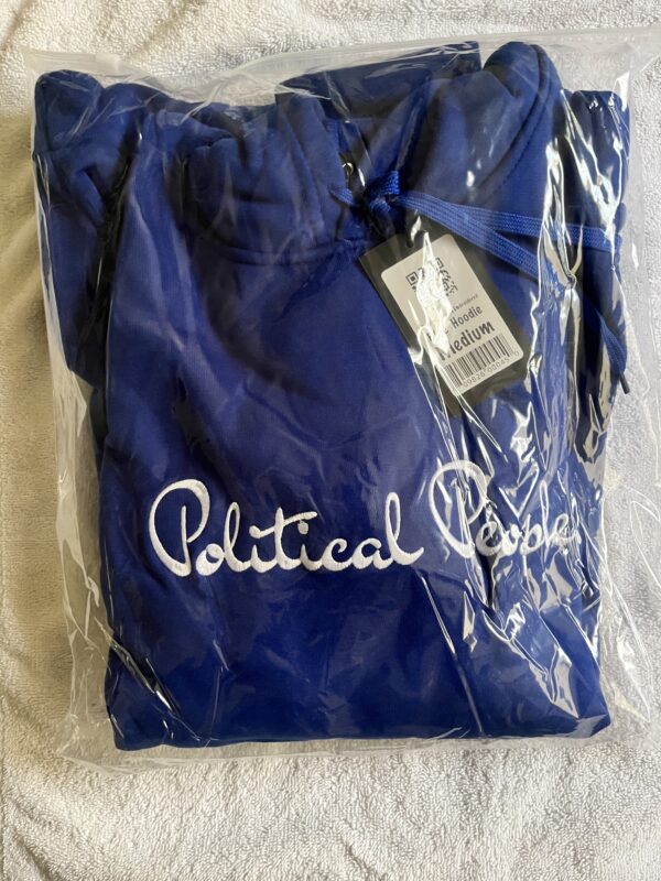 Political Peoples Logo Embroidered on a  Red Hoodie - Image 4