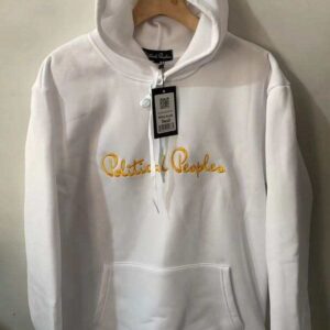 Political Peoples Logo Embroidered on a  White Hoodie