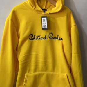 Political Peoples Logo Embroidered on a  Yellow Hoodie