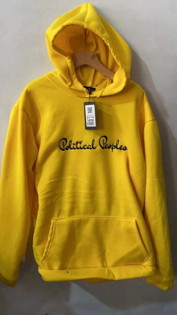 Political Peoples Logo Embroidered on a  Yellow Hoodie
